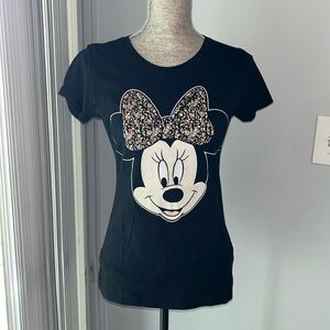 Womens Disney  Minnie Mouse Big Face T-Shirt with glitter accents size Medium